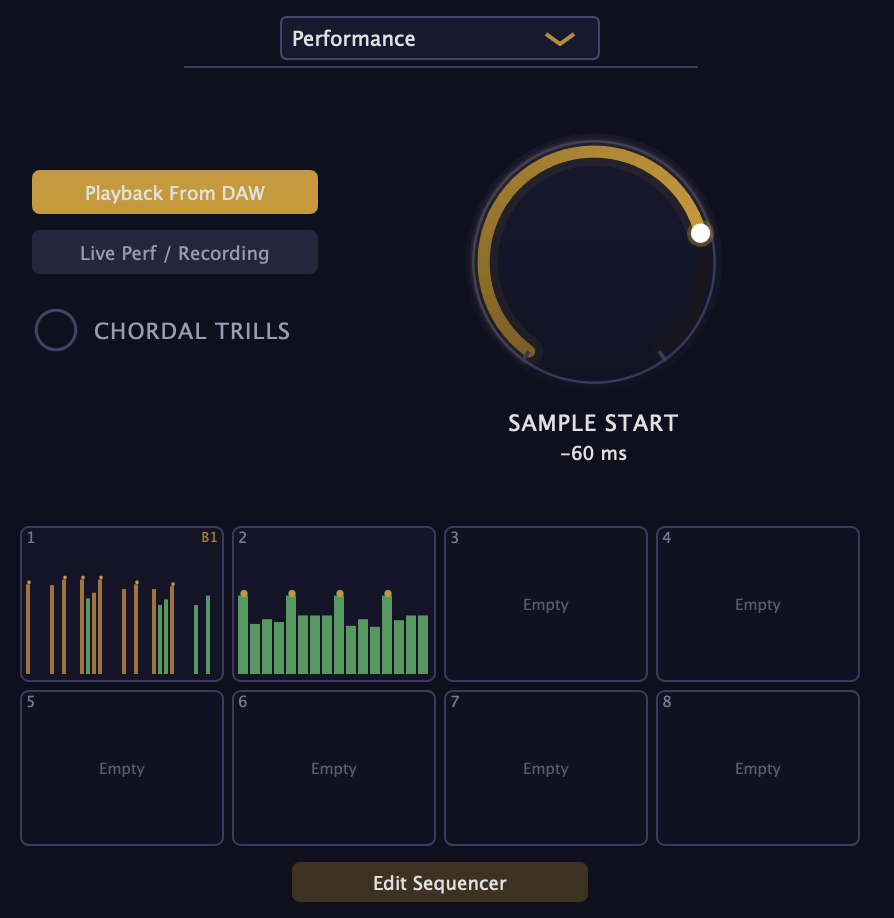 Performance view with Sample Start knob
