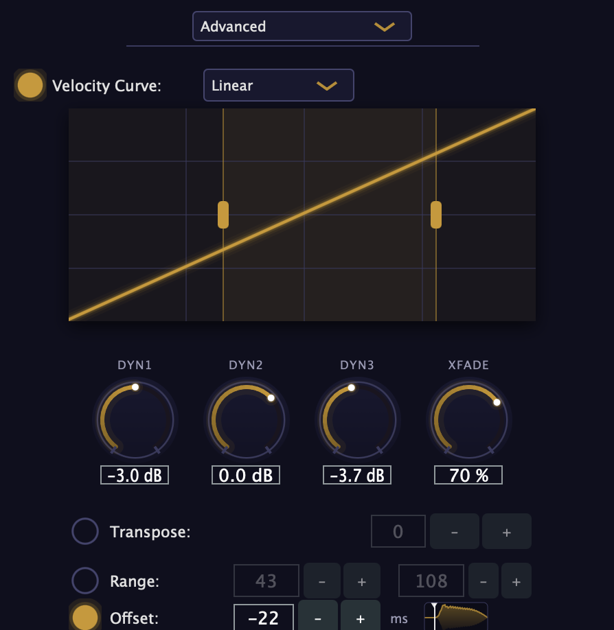 Advanced view with velocity curve